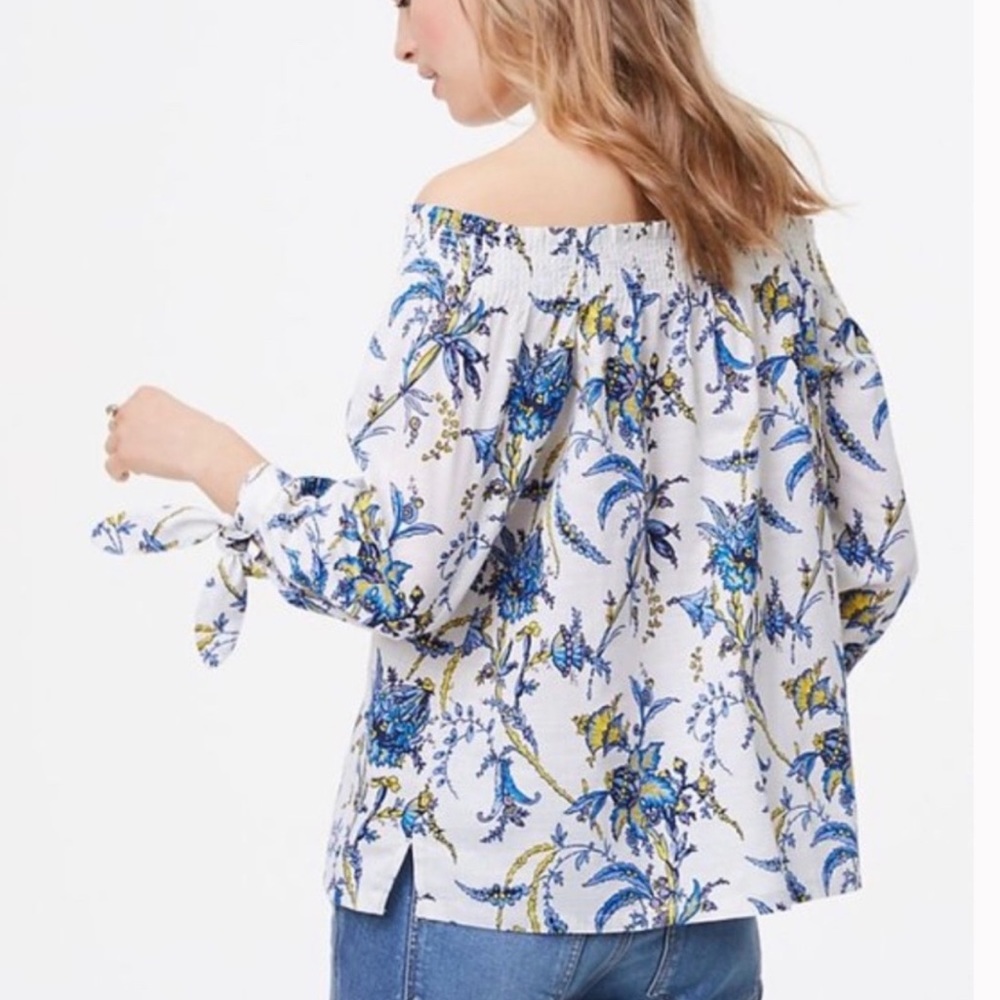 LOFT Smocked Off The Shoulder Top with Floral Print